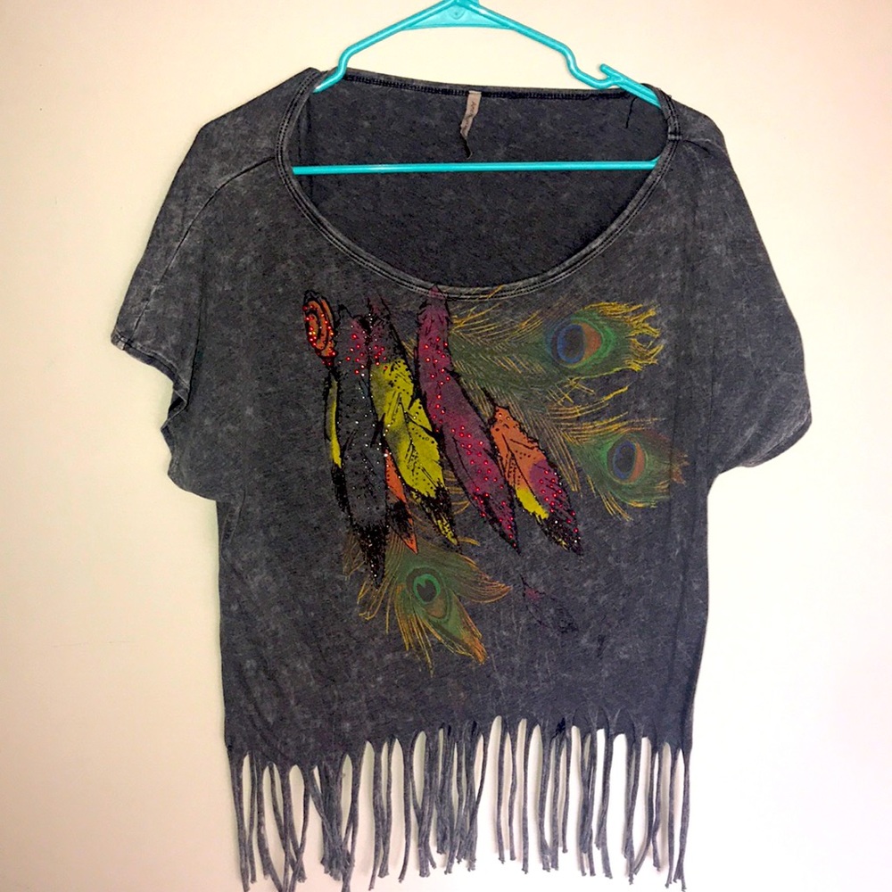 Peacock fringe shirt